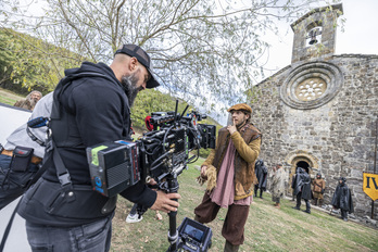 Imagen del rodaje de 'La ermita'.