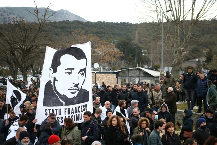 Movilización para denunciar la muerte de Colonna celebrada el 6 de marzo en Corte.