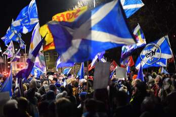 Protesta en Edimburgo horas después de la decisión de la Corte Suprema británica. 