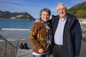 Itxaro Borda idazlea eta Andres Alberdi hizkuntzalaria.