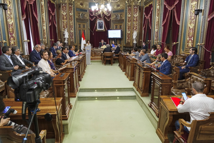 Imagen de un pleno del Ayuntamiento de Bilbo en setiembre de este año.
