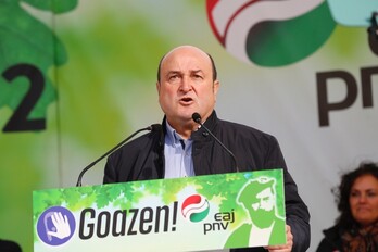 Andoni Ortuzar, presidente del EBB, en un acto en Sukarrieta.