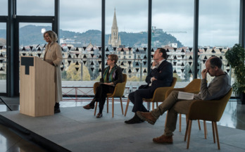 Edurne Ormazabal, Miriam Aizuri, Miguel Zugaza eta Oier Etxeberria, gaur.