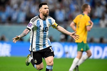 Leo Messi, en su partido 1.000 como profesional, ha abierto el marcador ante Australia.