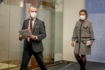 Urkullu y Sagardui, en una comparecencia durante la gestión de la pandemia.