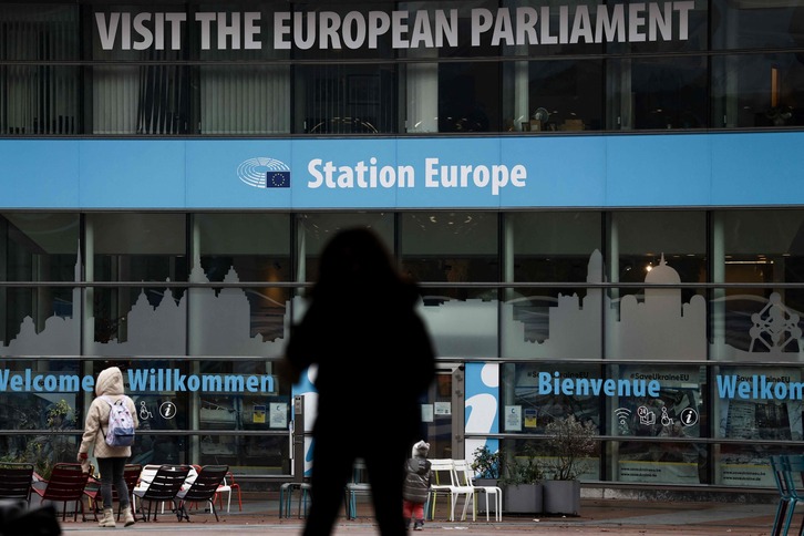 Entrada al Parlamento Europeo en Bruselas.