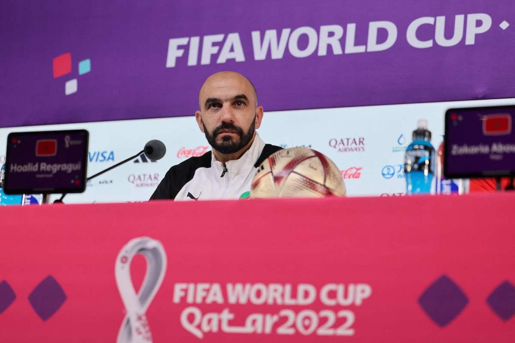 El seleccionador de Marruecos, Walid Regragui, en una comparecencia en Qatar,.
