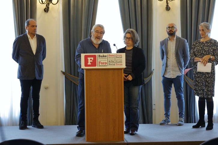 Comparecencia del Foro Social este sábado en Donostia.