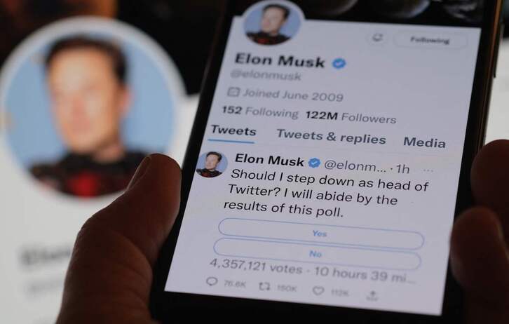 Elon Musk consultó a sus seguidores si debe seguir a la cabeza de Twitter.