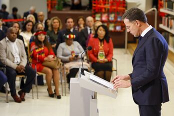 El primer ministro de Países Bajos, Mark Rutte, durante su declaración de este lunes en La Haya. 