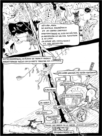 Viñetas de la novela gráfica 'Las mujeres troyanas'.