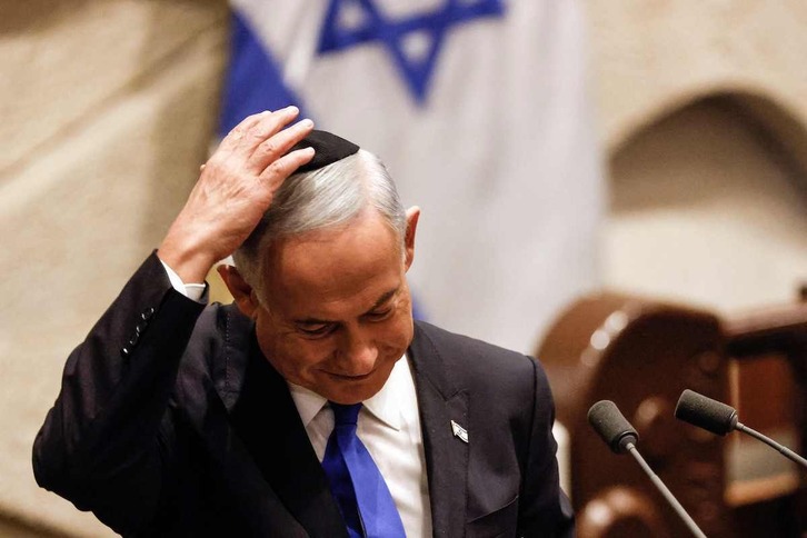 Benjamin Netanyahu después de jurar como primer ministro este jueves.