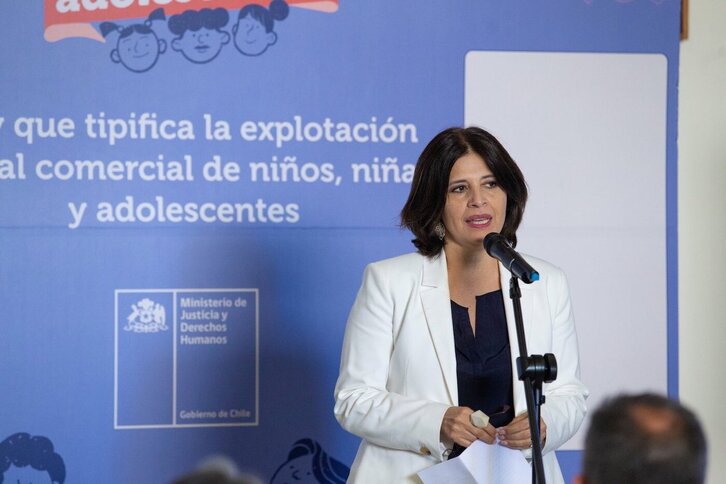 La ministra de Justicia, y Derechos Humanos, Marcela Ríos, durante un acto previo a su dimisón. 