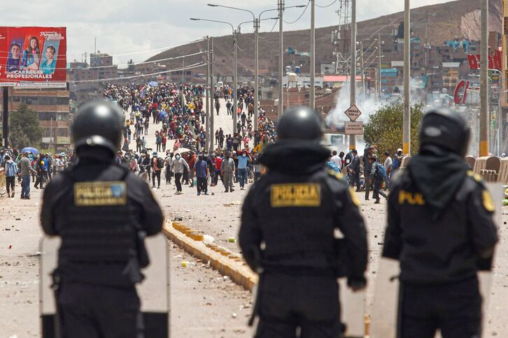 Protestas en la ciudad peruana de Juliaca.