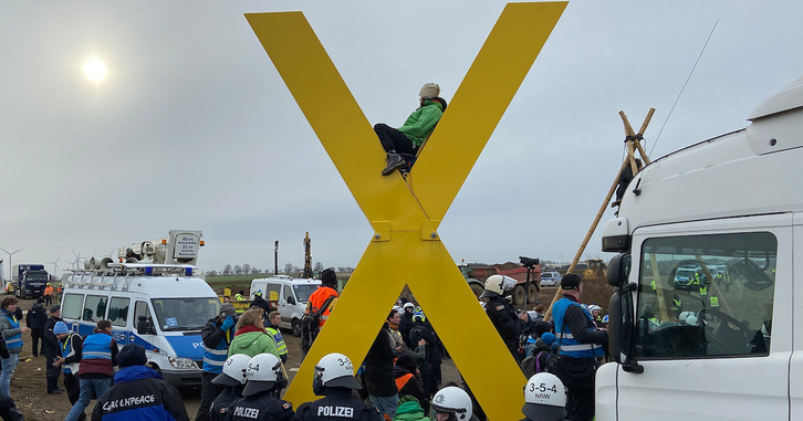 Protesta ecologista en el pueblo alemán de Lützerath.