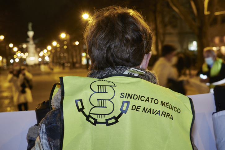 Protesta del Sindicato Médico Navarro durante la pandemia. 