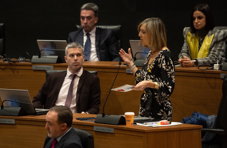 Cristina Ibarrola, durante su intervención en el pleno del Parlamento de Nafarroa.