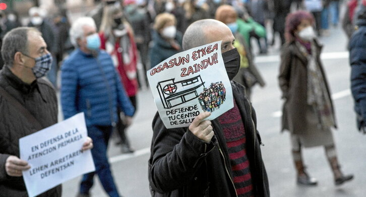 Imagen de una protesta realizada por la Plataforma Navarra de Salud.
