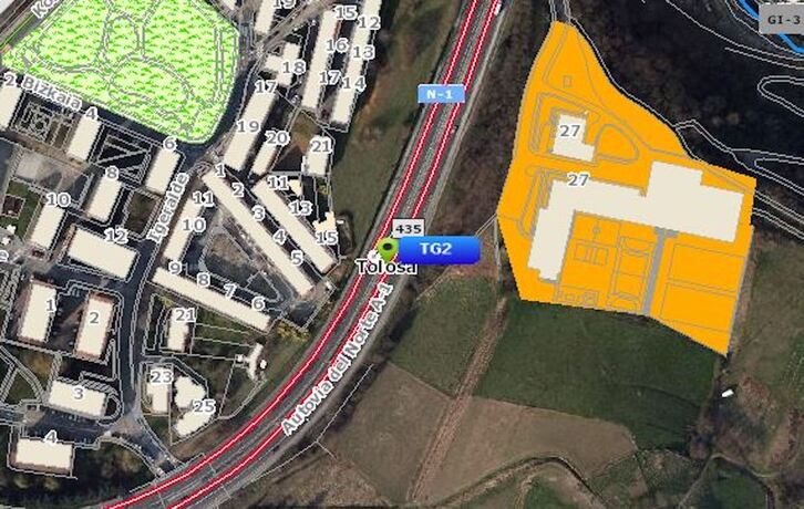 Este plano muestra el lugar del accidente, en el kilómetro 435 de la N-I en sentido Lasarte.