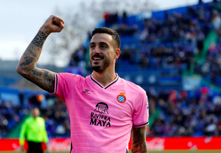 Joselu celebra el gol marcado en la última jornada ante el Getafe.
