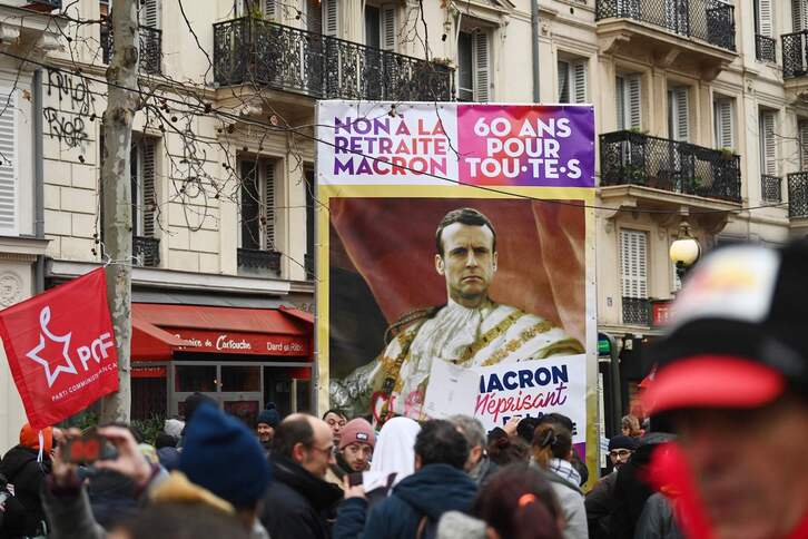 Protestas contra Macron este jueves en París. 