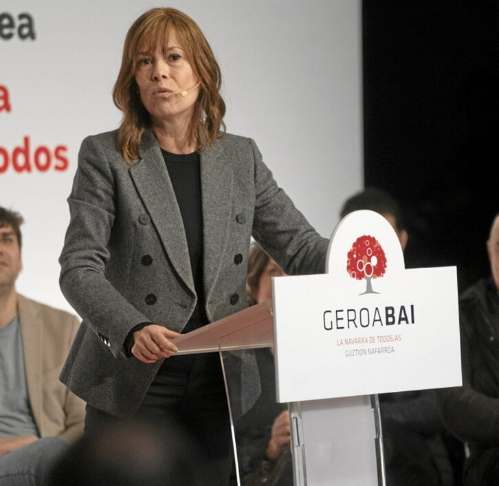 Uxue Barkos, Iruñeko ekitaldian.