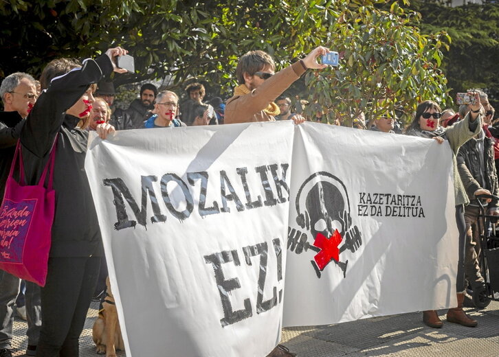Protesta contra la Ley Mordaza en Gasteiz en abril de 2019.