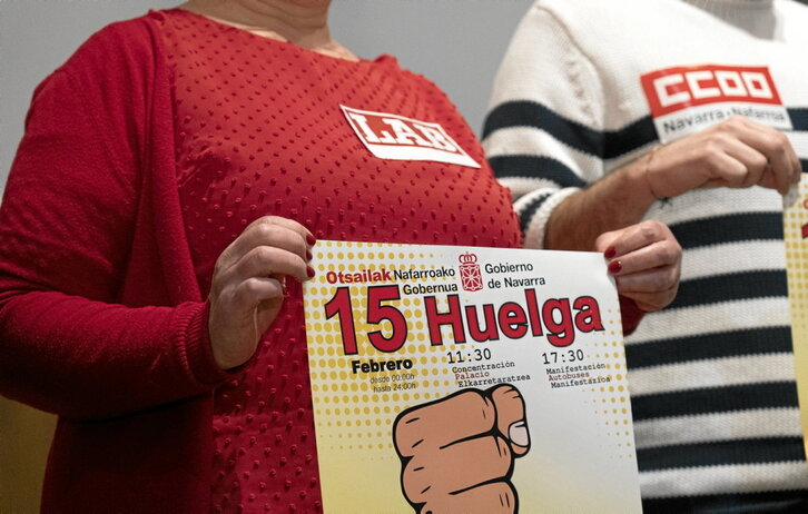La jornada de huelga del 15 de febrero irá acompañada de una concentración y una manifestación.