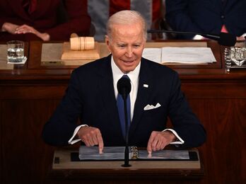 Joe Biden, AEBetako presidentea, Batasunaren Egoerari buruzko hitzaldian.