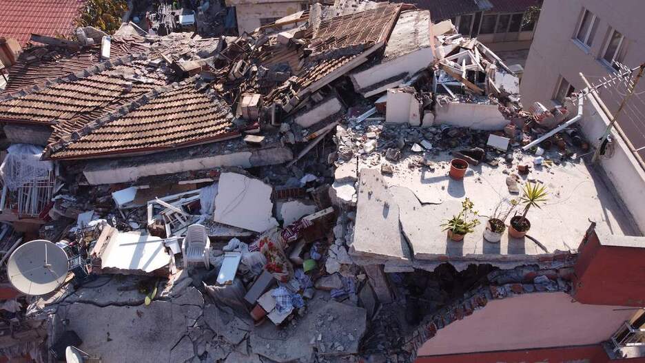 Edificio derrumbado en Antakya.