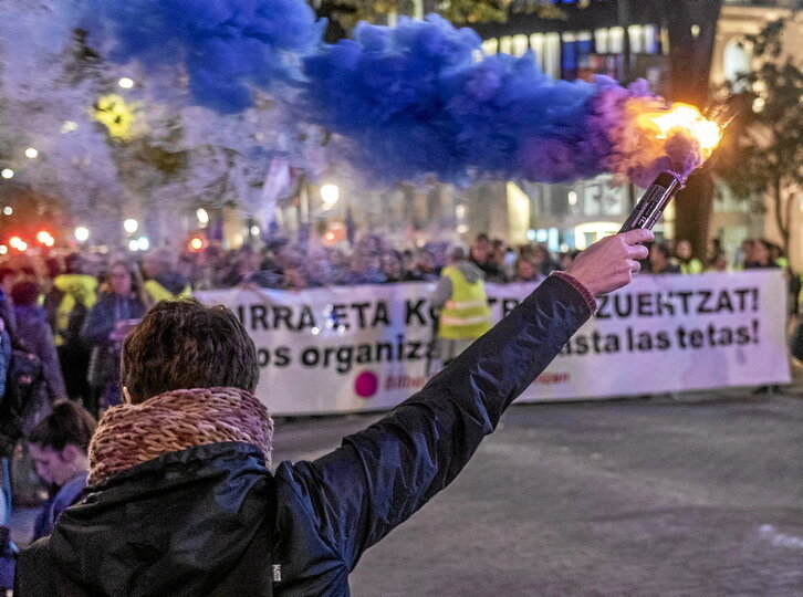 Imagen de archivo de una movilización contra la violencia machista en Bilbo.