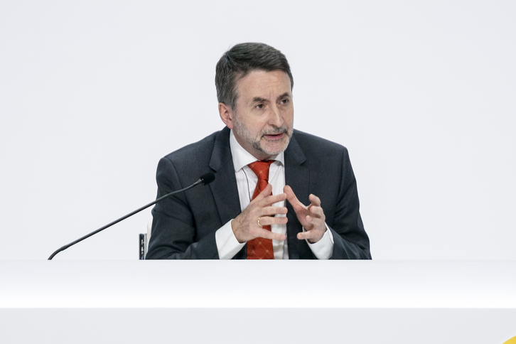 El consejero delegado de Repsol, Josu Jon Imaz, durante la junta de accionistas celebrada en Madrid en mayo de 2022. 