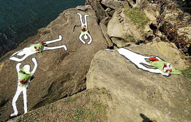 Pasaiako sarraskiaren urtemugako ekitaldi bateko irudia, 2021eko martxoaren 21ean.