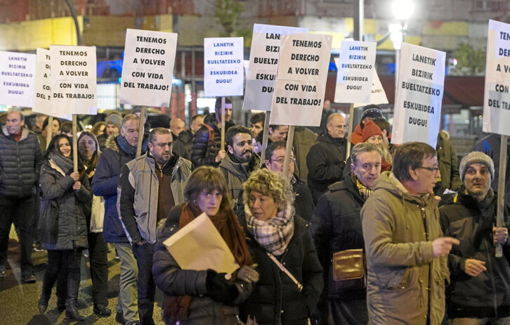 Movilización contra la siniestralidad laboral en Bilbo en febrero de 2018.