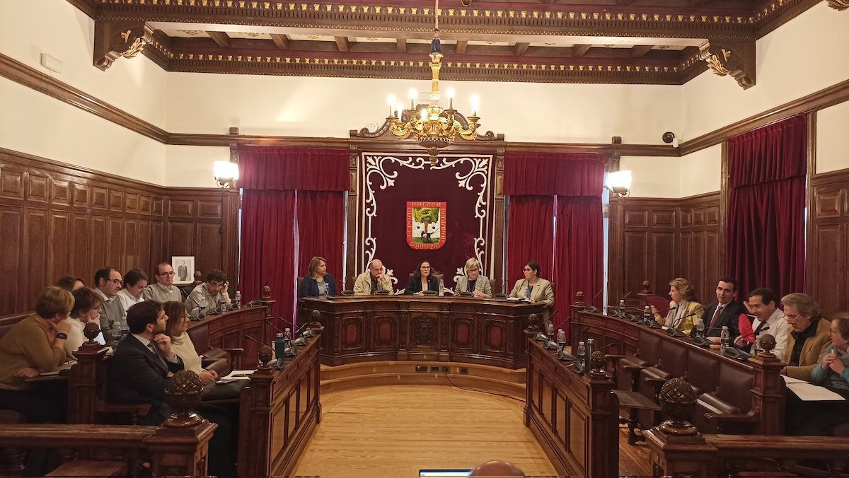 Salón de plenos del Ayuntamiento de Getxo, ya sin los concejales de EH Bildu y Elkarrekin Podemos. (ELKARREKIN PODEMOS GETXO)
