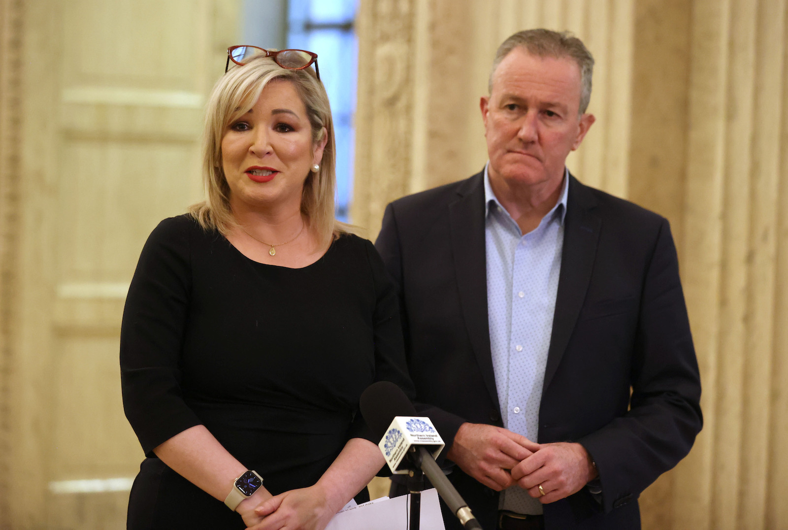 Michelle O’Neill atiende a los medios para valorar el acuerdo. (Liam MCBURNEY | PA WIRE | DPA)