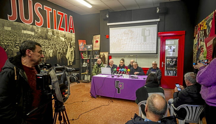 Rueda de prensa ofrecida ayer en M3moria Gunea.