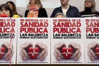 Cartel de la mayoría sindicial llamando a las movilizaciones en Osasunbidea.