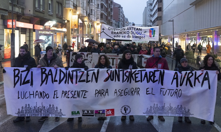 Manifestación de los sindicatos en Gasteiz. 