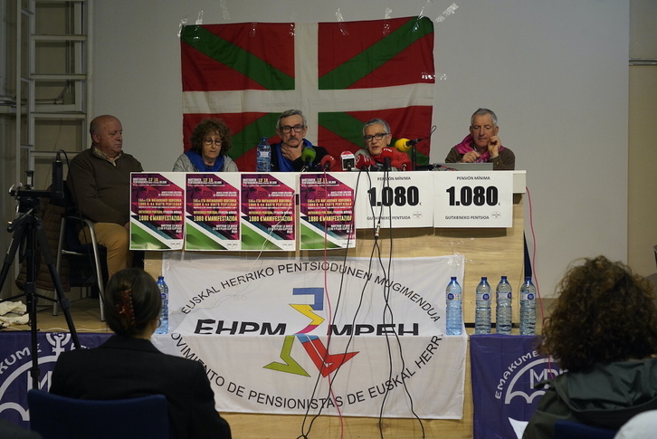 Comparecencia del Movimiento de Pensionistas de Euskal Herria para dar a conocer sus nuevas movilizaciones.
