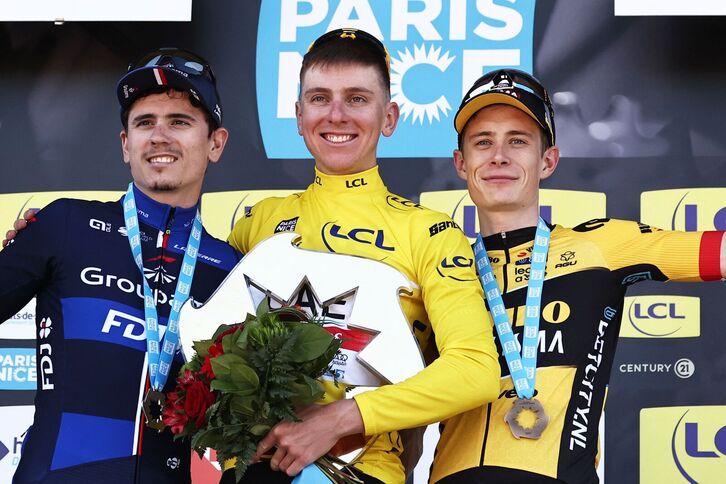 Gaudu, Pogacar y Vingegaard, en el podio final de la París Niza.