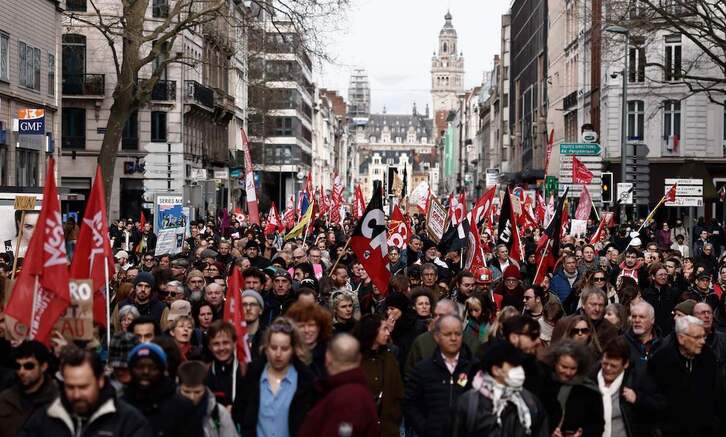 Manifestación contra las pensiones este miércoles en Lille.