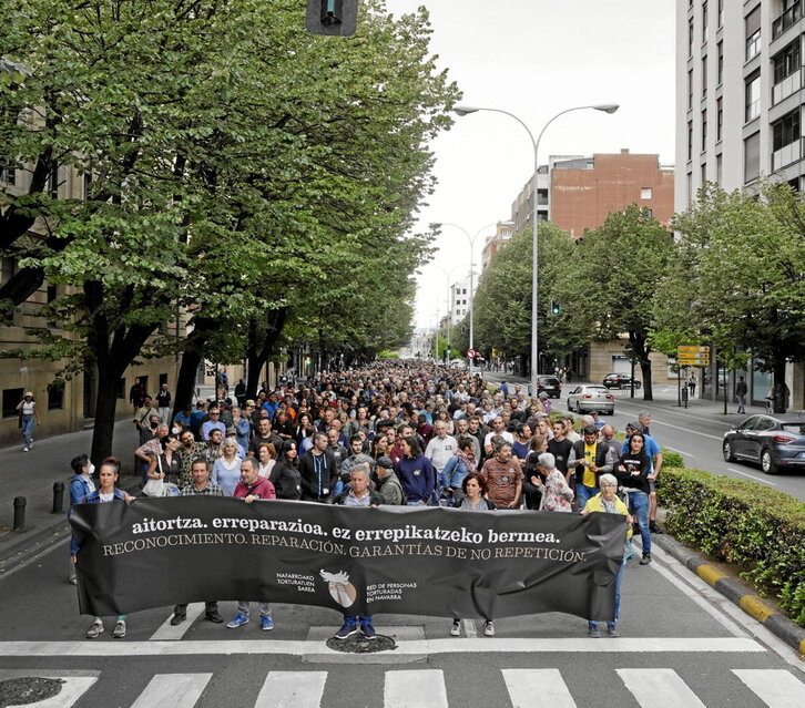 Manifestación promovida por personas torturadas en Nafarroa, en junio de 2022.