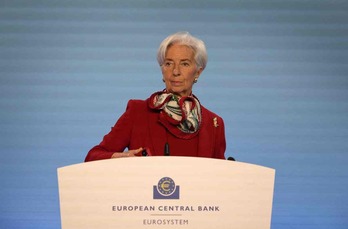 Comparecencia de Lagarde, este jueves en Frankfurt.