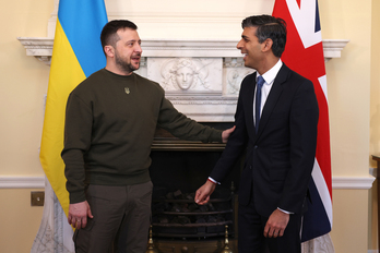 El presidente ucraniano Zelensky y el primer ministro británico Sunak, en febrero.