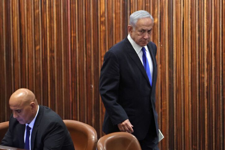 El primer ministro israelí, Benjamin Netanyahu, en el Parlamento. 