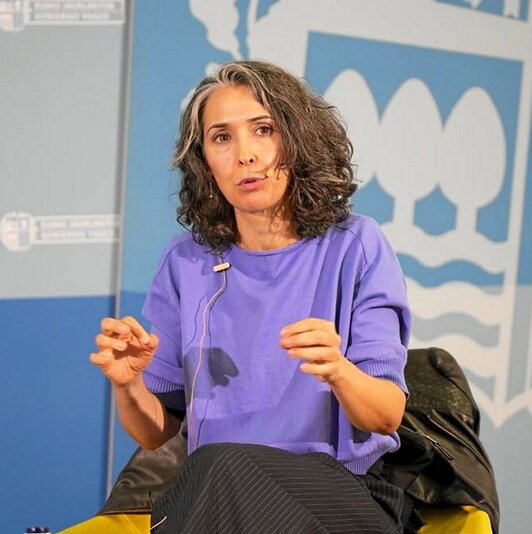 Portela en la presentación de la novela, en Bilbo.