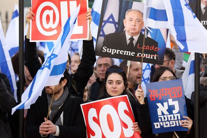 Protesta en Londres por la visita del primer ministro israelí, Benjamin Netanyahu.