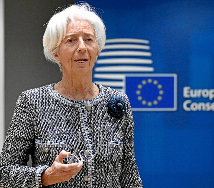 Christine Lagarde, presidenta del BCE, antes de comenzar la reunión.