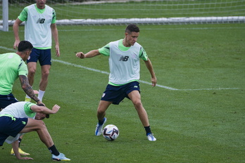 Ander Herrera denboraldi hasieran Lezaman egindako entrenamendu batean.